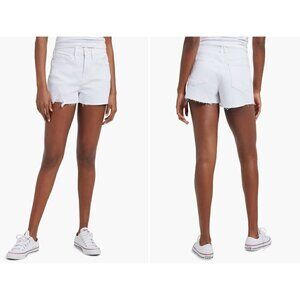 New Good American Size 16 Good '90s Ripped Raw Hem Denim Shorts White